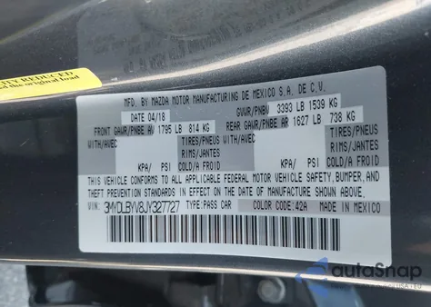 2018 Toyota Yaris Ia из США, поврежденный, VIN 3MYDLBYV8JY327727